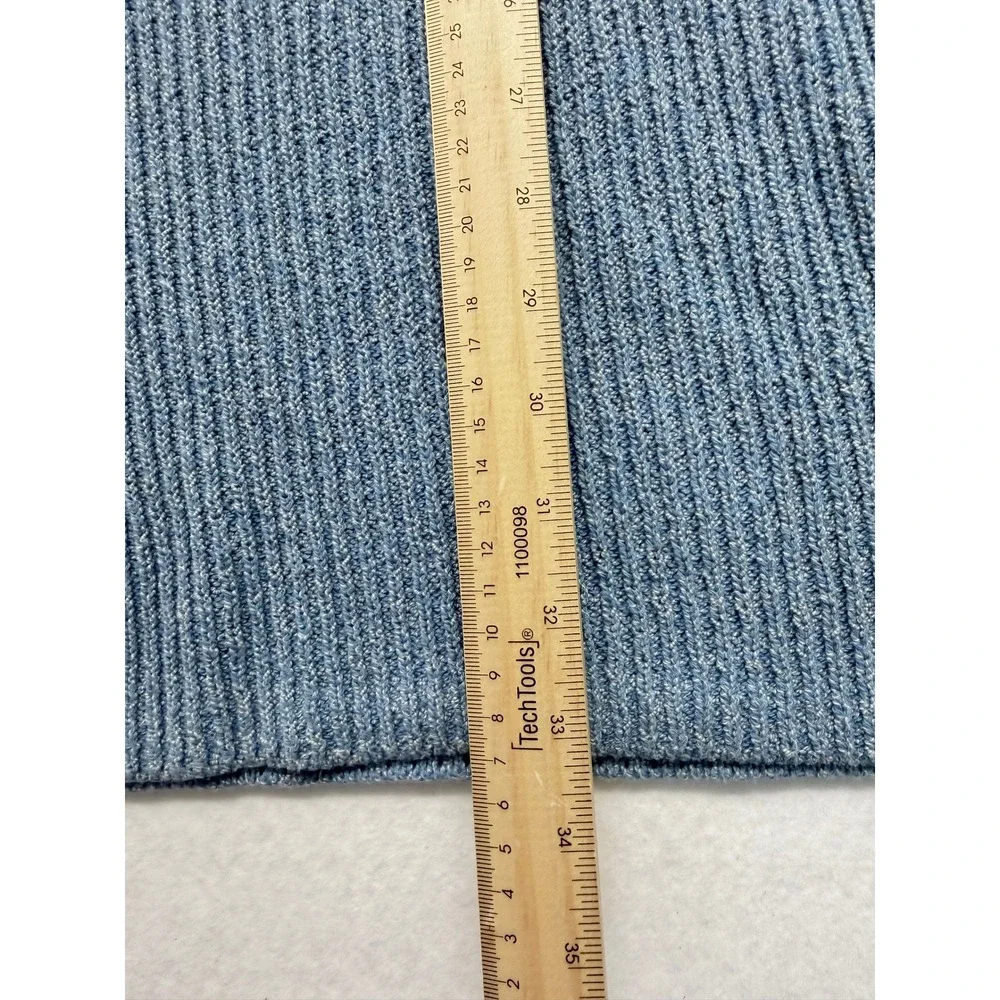 FP Beach Free People Blue Ribbed Knit Mock Neck Cap Sleeve Sweater Top M NWOT